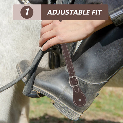 2Pcs Brown Spur Straps Adjustable Unisex Riding Boot Straps Horse Accessories English Riding Gear