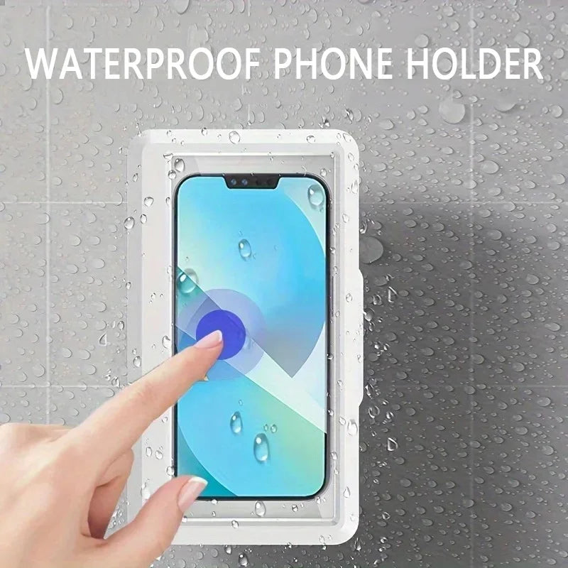 Fixed Shower Phone Holder 360° Rotation Waterproof Anti-fog Mobile Phone Stand Touched Smart Phone Bracket For Bathroom Shower
