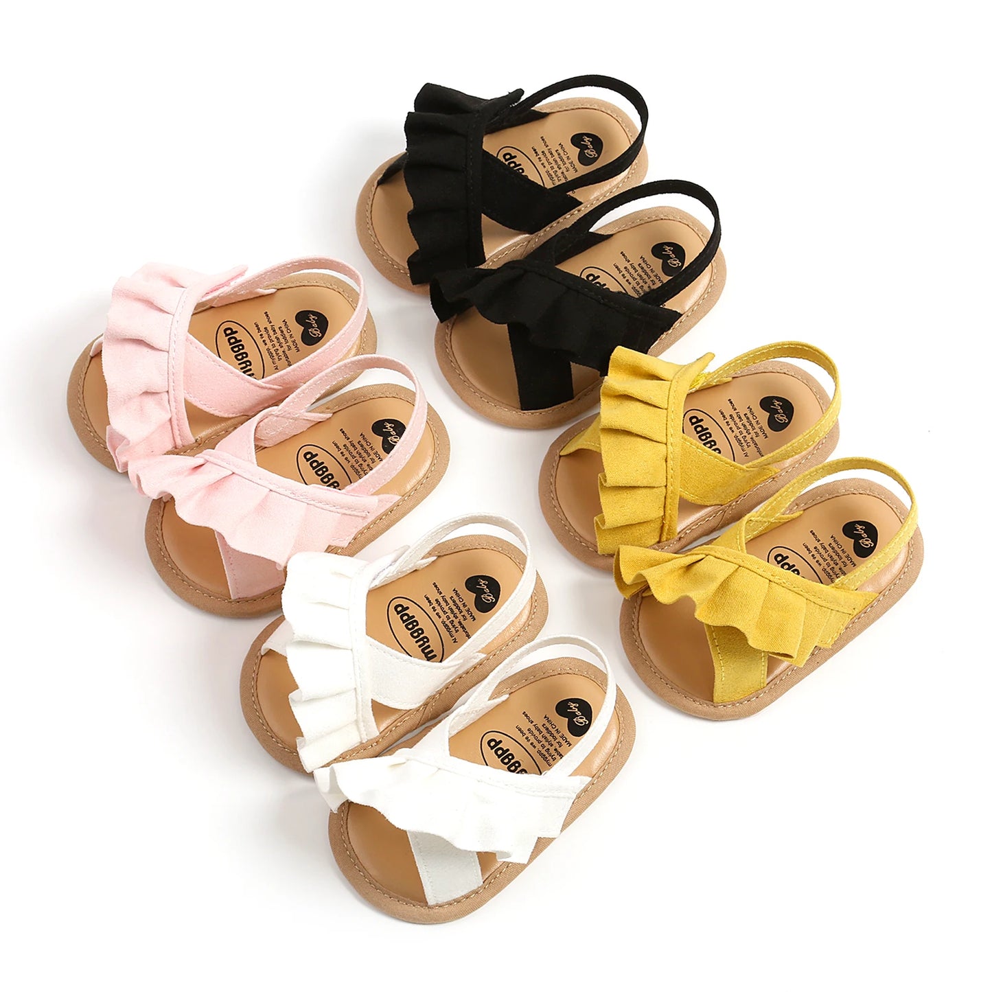 Citgeett Summer Infant Baby Girl Sandals Cute Ruffle Flats Non-Slip Soft Sole First Walkers