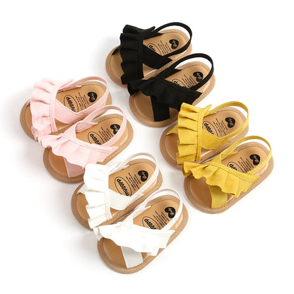 Citgeett Summer Infant Baby Girl Sandals Cute Ruffle Flats Non-Slip Soft Sole First Walkers
