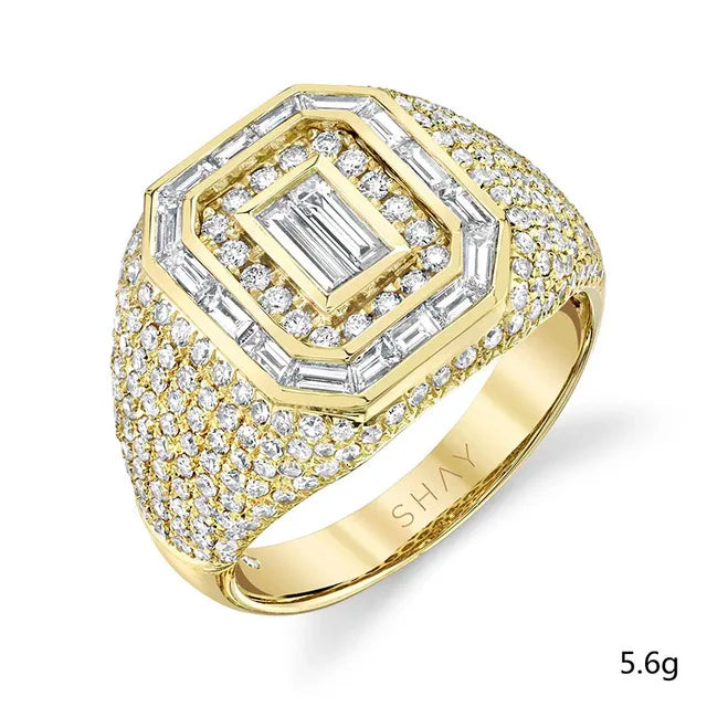 European and American Trendy Inlaid Crystal Women Men's Rings Banquet Fashion Business Ring Jewelry