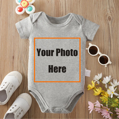 Custom Pictures Cute Cotton Onesie 0-12 Months Triangle Romper Design DIY Personalized Photos Newborn Clothes Jumpsuit