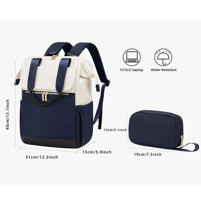 Cream Color Women Travel Laptop Backpack Large Capacity Multi-Piece Luggage Bag Simple Versatile Shoulder School Bag Travel Bags