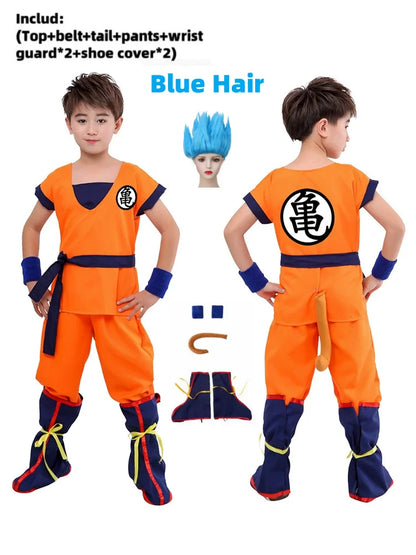 Boys Girls Halloween Son Goku Cosplay Costumes For Kids Outfit Bodysuit Men Krillin Training Clothes Saiyan Outfits Wig Dress Up