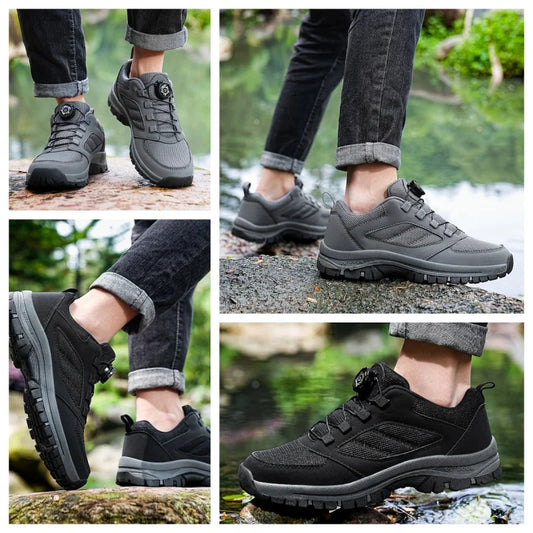 Men'S Spring And Autumn Outdoor Sports Shoes With Rotating Buckle Convenient Comfortable Anti Slip Hiking Shoes Large Size 39-48