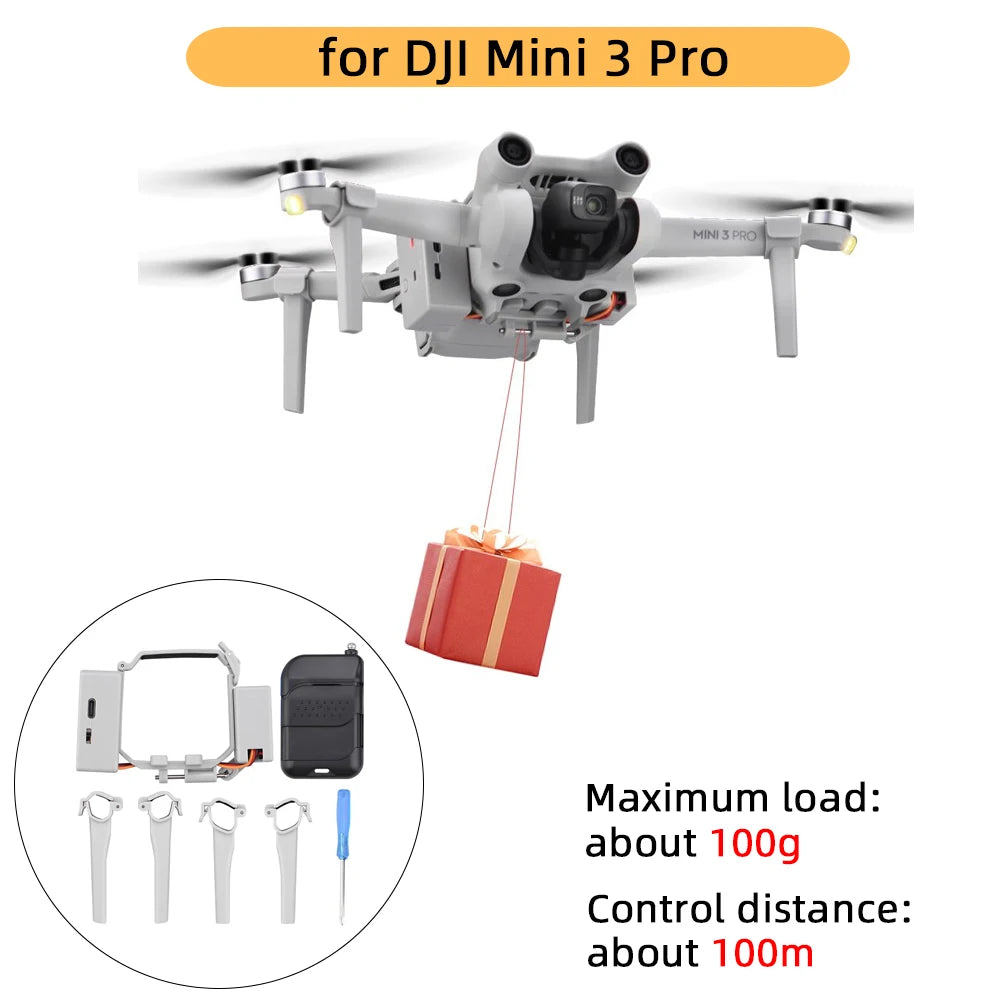 Drop System for DJI Mavic 3/Pro/2 Pro Zoom/AIR 2/Mini 2/Mini 3/3 Pro Drone Airdrop System Ring Gift Deliver Life Rescue Thrower