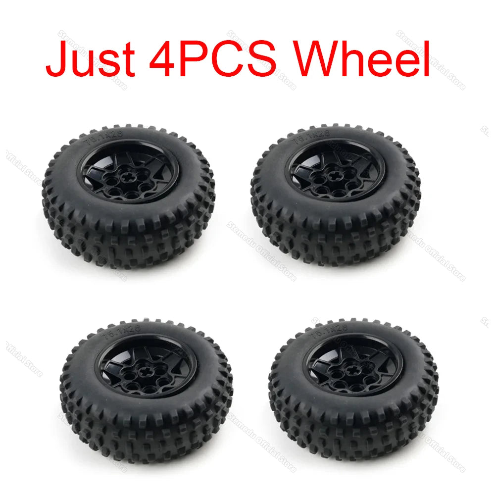 MOC 4WD Four-wheel Drive Independent Suspension Differential Chassis Steering Axle Building Blocks Tech Car Parts Toys Kids Gift