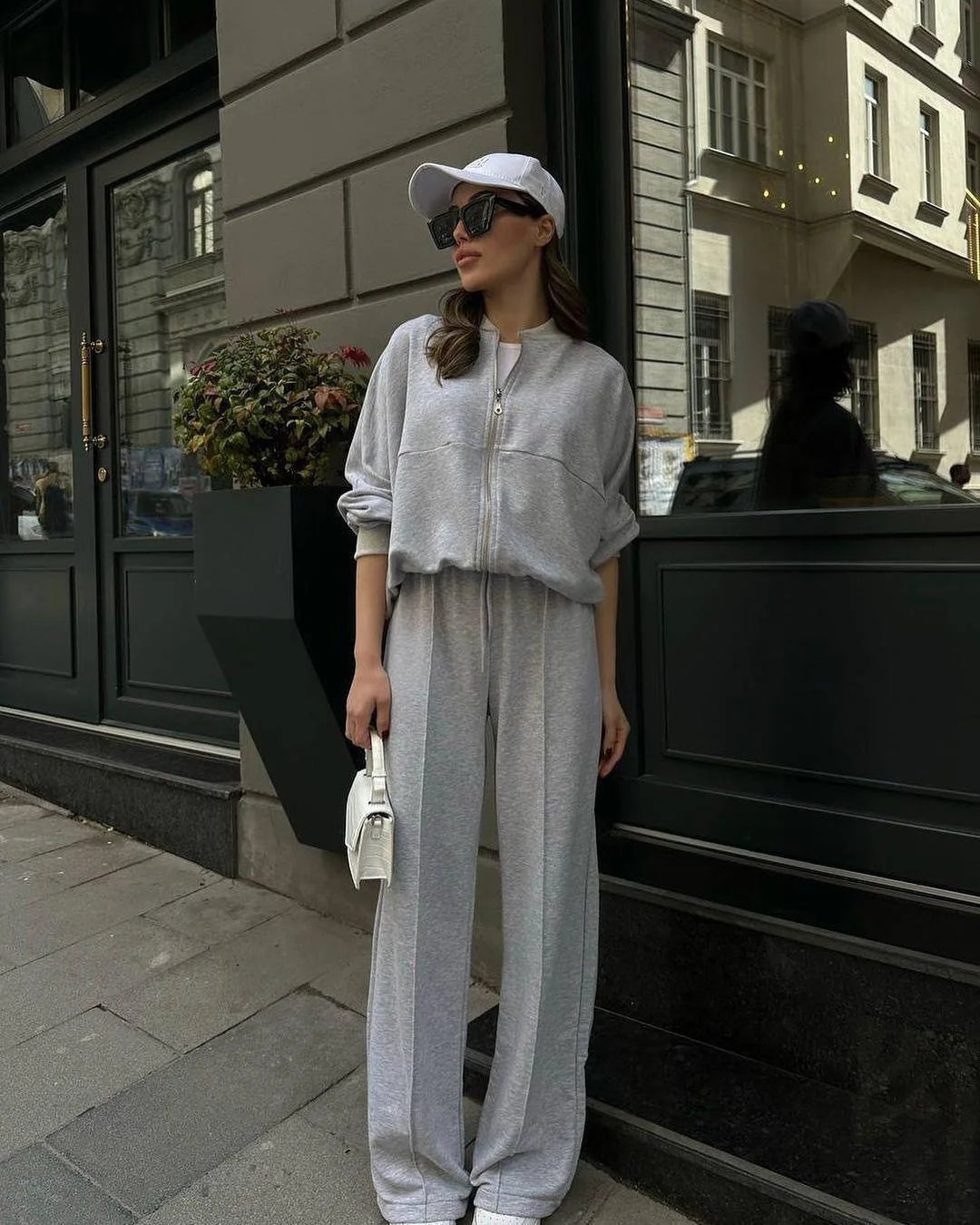 Fashion Women's Suit Zipper Trousers Round Neck Sweatshirt Wide Leg Trousers 2 Piece Set Conjuntos De Pantalón Fall Clothes 2025