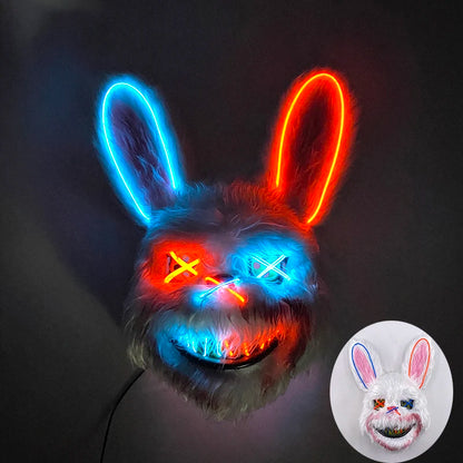Novelty LED Bloody Furry Bunny Rabbit Bear Mask Realistic Scary Horror Killer Adult Masquerade Cosplay Costume Accessory