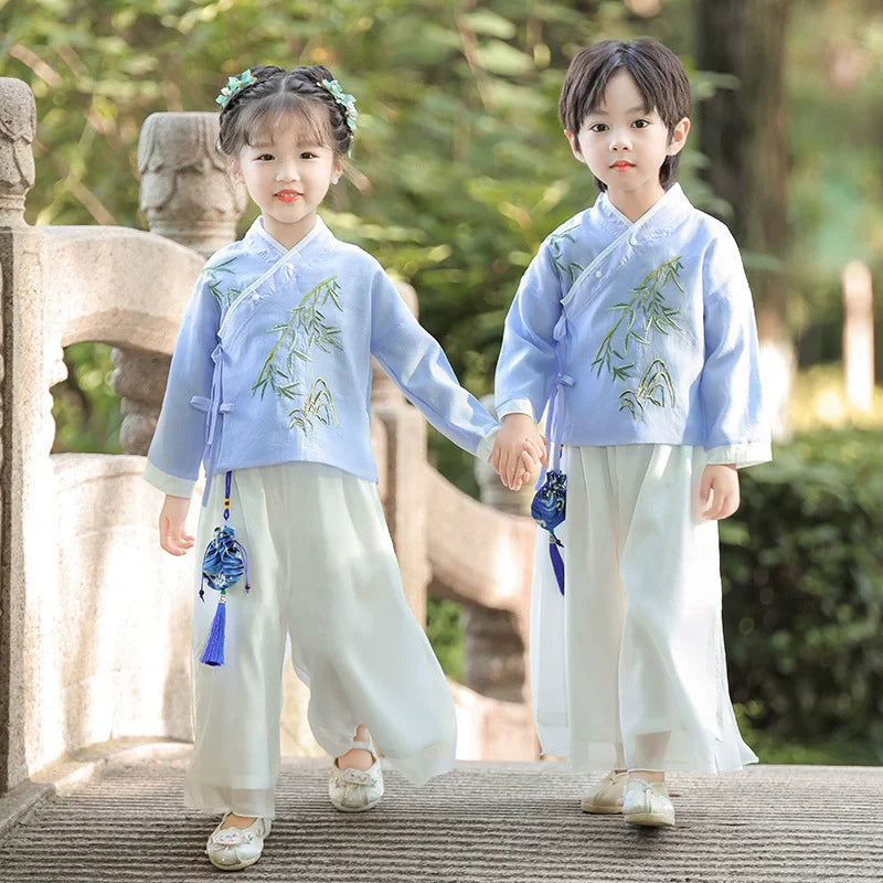 Fashion Hanfu Girl Suit Tang Costume Summer Chinese Style Boy Set Children's Sets Casual Kids Clothes Performance Baby Outfit