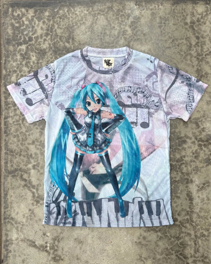 2026 Hatsune Miku Classic Outfit T Shirt Y2K Anime Music Themed Full Print Short Sleeve Casual Tops Streetwear Unisex Tees