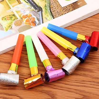 18/72pcs Random Mix Color Party Blower Whistles, Retractable Blow Noisemakers, Birthday Celebration Festival Party Decor YMY