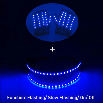 1set Luminous Glowing Glasses and Gloves Remote Control LED Glasses&Gloves Carnival Party Performance Props Festival Supplies