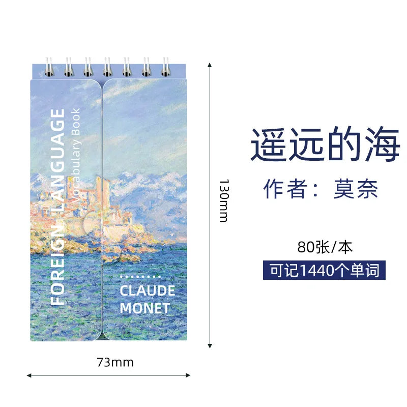 Portable Mini Notebook Japanese Famous Painting Pocket Spiral Notebook Languages Learning Word Book for School Stationery