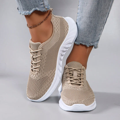 Spring new women's sports shoes, fashionable, breathable, lightweight, non-slip, wear-resistant, casual sports shoes, flat shoes