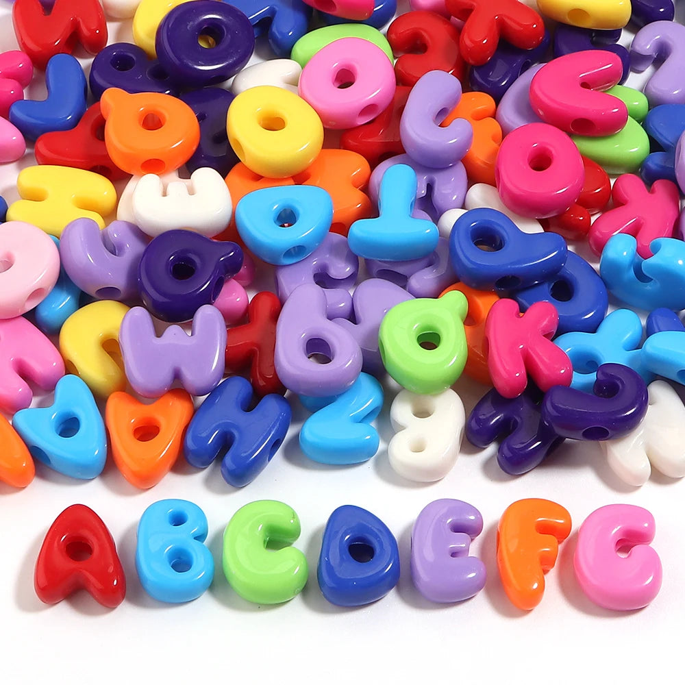20-30pcs/lot Big Hole Cartoon English Letters Acrylic Beads Colored Loose Spacer Beads For Jewelry Making DIY Necklace Keychain