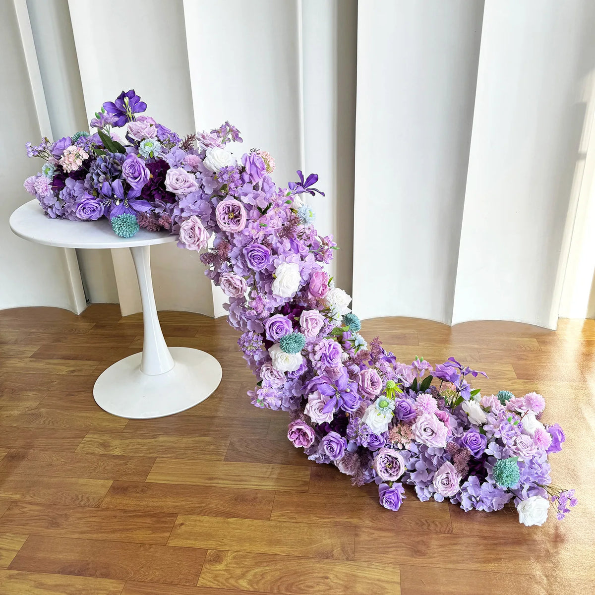 Uflower 2m Luxury Artificial Flowers Wedding Backdrop Table Long Runner Flower Row Floral Backdrop Arrangement Wall Arch Decor