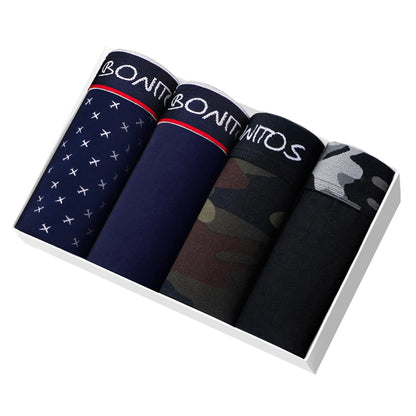 4pcs Cotton Boxers For Man Underwear Sexy Print Men's Panties Plus Size Brands Camouflage Mens Underpants Shorts