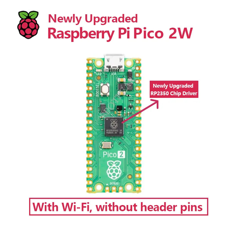 Original Raspberry Pi Pico/2, Pico with Wireless WiFi Development Board, Pico or Pico H with Pin Header, Support MicroPython/C++