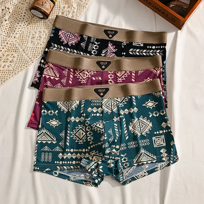 3Pcs Boxer Shorts Men's Underwear Ice Silk Underpants Sexy Panties 3A Antibacterial Breathable Elastic Lingerie Plus Size L-6XL