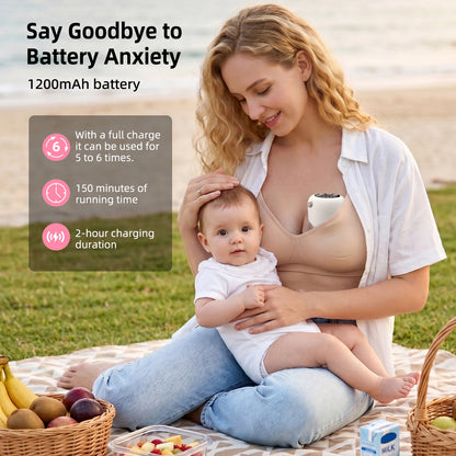 Wearable Breast Pump Hands Free Electric Breast Pumps Comfort Milk Collector with LCD Display 4 Modes & 9 Level, 300mmHg MAX