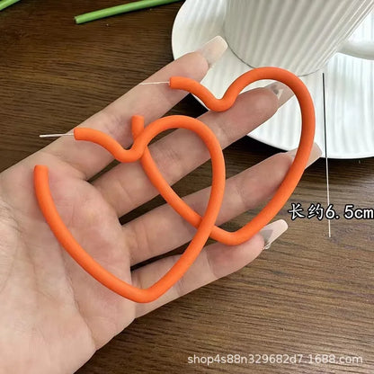 Simple Big Round Star Heart Hoop Earrings For Women Geometric Plastic Exaggerated Earring Hyperbole Trendy Ring Earrings Jewelry