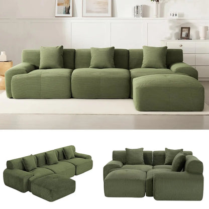 107" Cloud Modular Sectional Couch,Boneless Sofa with Ottman,L-Shape Upholstered Sofas with Deep Seat,Modern Cozy, Custom