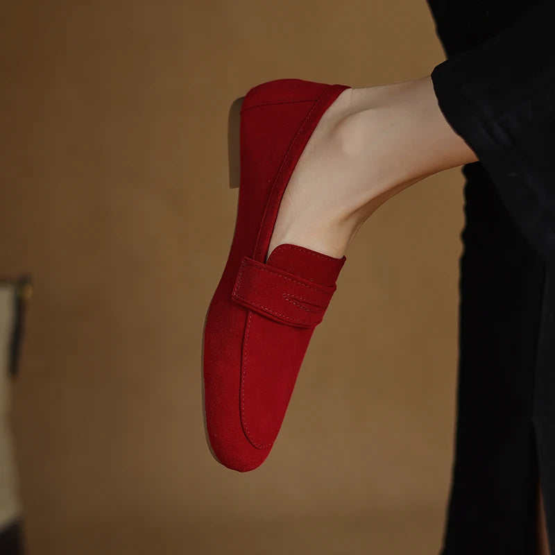 2026 Spring Sheep Suede Women Shoes Round Toe Flat Heel Women loafers Shoes for Women Deep Mouth Loafers Low Heels Ladies Shoes