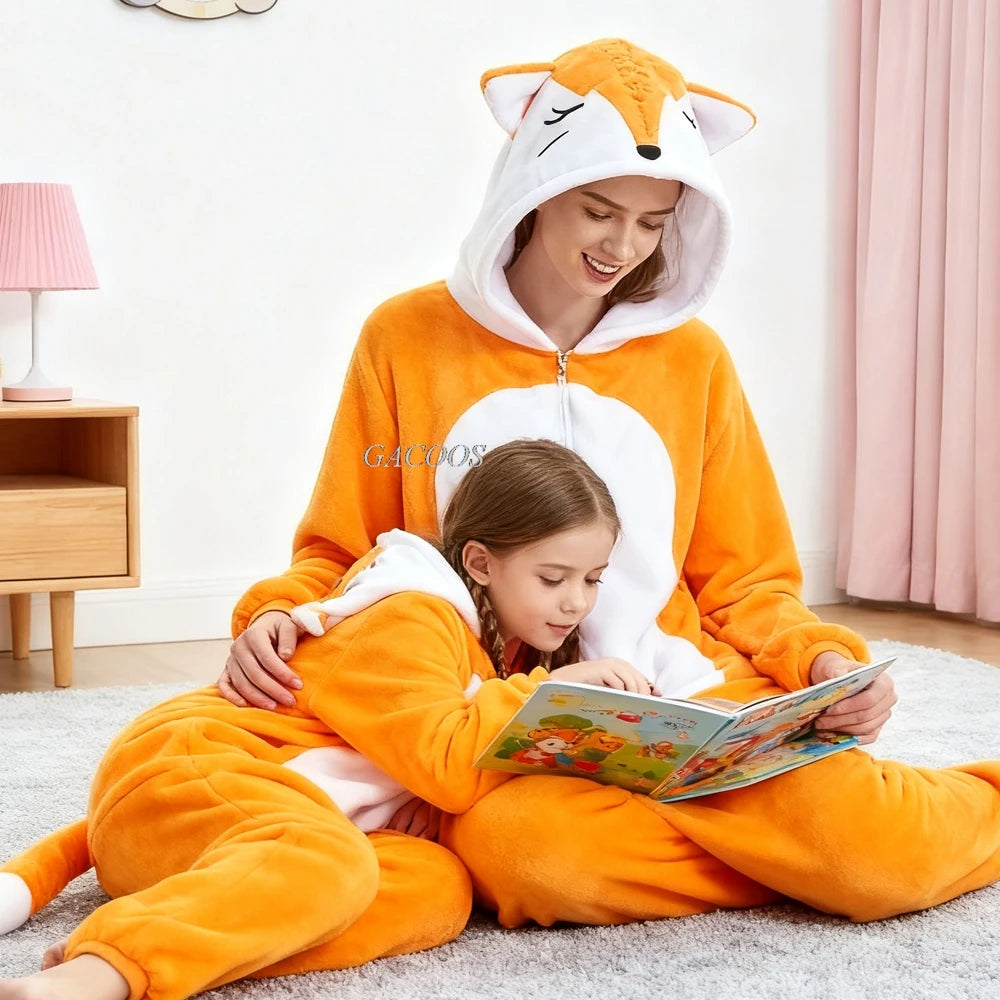 Kids Capybara Onesies Adults Sleepwear Women Men Flannel Cartoon Animal Pajamas Chidlren Christmas Family Performance Jumpsuit