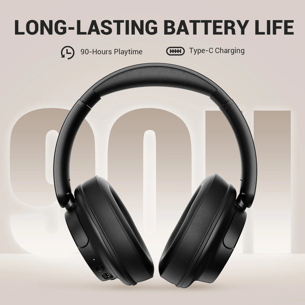 Bluetooth 5.3 Wireless Headphones 90H Playtime 40mm Drivers Over Ear Headset 3.5mm Wired Stereo Bass Pop Sound Modes Multipoint App Control Built In Mic Foldable 197g Deep Bass for iPhone Android PC Mac Music