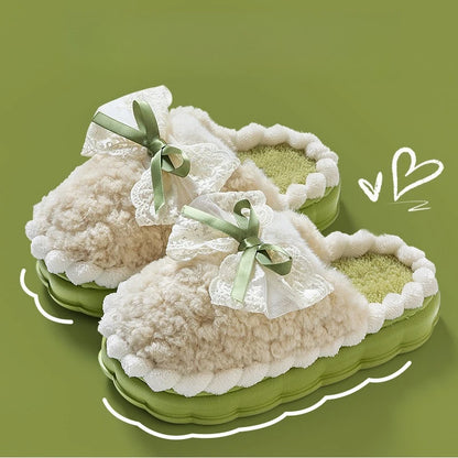 2026 New Women's Plush Slippers - Bow Detail Winter House Shoes, Ultra-Soft Non-Slip Indoor Slippers for Home&Maternity Comfort