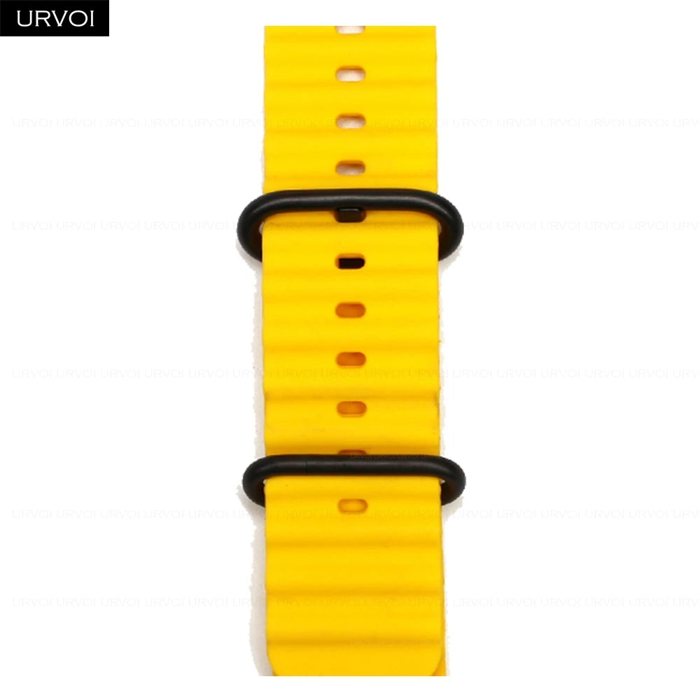 URVOI Ocean Band for Apple Watch Ultra 4 3 2 Strap Series 12 11 10 SE Sport Band for iWatch Silicone Wristband Black Buckle 49mm
