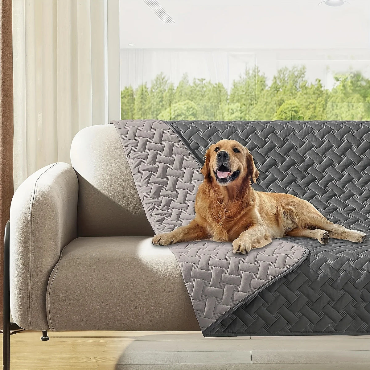 Brick Pattern Anti-Hair Pet Mat, Reversible Waterproof Dog Cushion