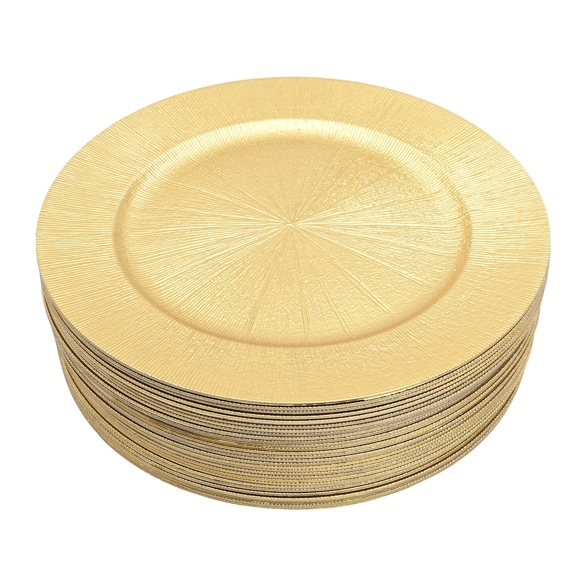 Gold Round Charger Plates Set 50Pcs PP Reusable Serving Plates For Wedding Banquet Hotel Restaurant Party Table Decor