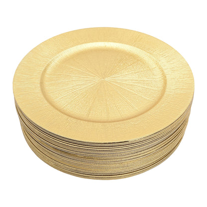 Gold Round Charger Plates Set 50Pcs PP Reusable Serving Plates For Wedding Banquet Hotel Restaurant Party Table Decor