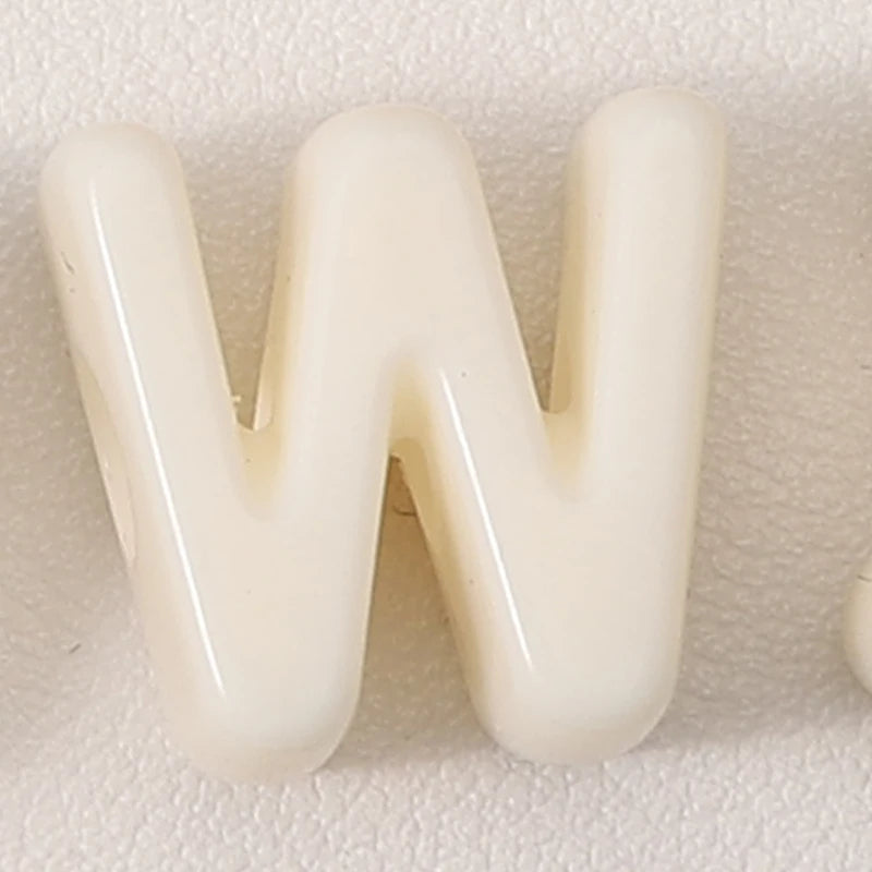 20pcs Beige Acrylic Large Hole Letter Loose Beads DIY Necklace