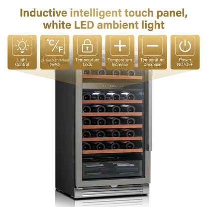 90 Bottles Dual Zone Wine Cooler Fridge 275L Built-in Wine Refrigerator Dual NTC Sensor Electronic Temperature Control 5-18℃ ETL Energy Star Certified 41dB Low Noise Wine Cabinet for Home Bar Kitchen