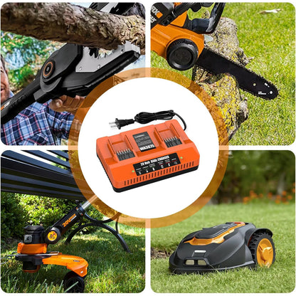 Powilling 2Port WA3875 Fast Charger for Worx 20v Battery WA3525, WA3520, WA3575, WA357