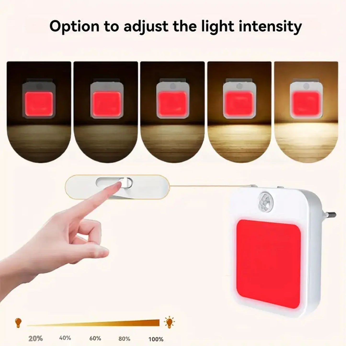 1pc Smart Night Light With Motion Sensor, Modern Red Lighting, Suitable For Bedroom, Bathroom, Kitchen And Living Room