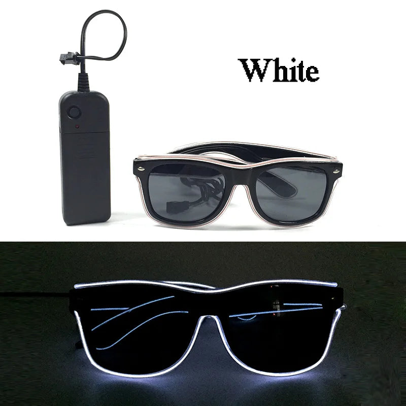 1PC Light Up LED Glasses Glow Sunglasses EL Wire Neon Glasses Glow in The Dark Party Supplies Neon Party Favors for Adults