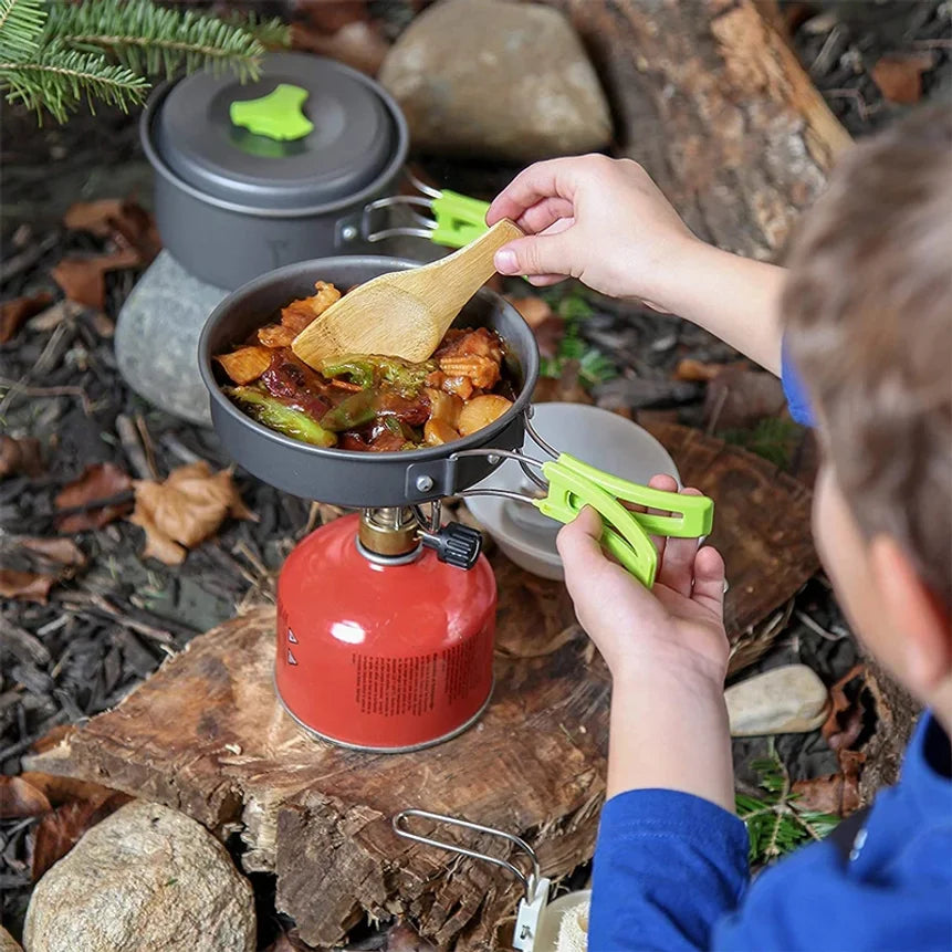 Camping Cookware Set Backpacker's Cooking Set: Portable, Durable Outdoor Cookware with Tableware and Handy Storage Bag