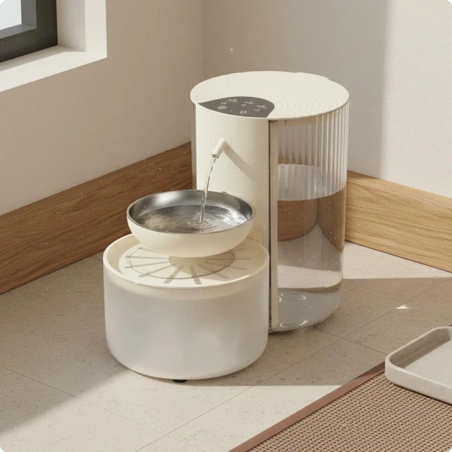 Clean Water Separator Fountain Two Reservoir Design 3L Feline Water Dispenser for Cats