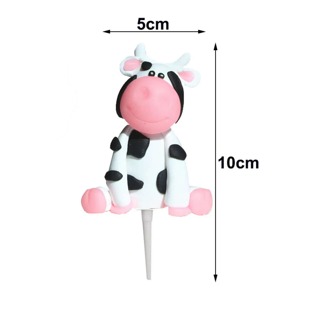 Cow Happy Birthday Cake Decoration Cow Cake Topper for Farm Cow Birthday Party Decoration Supplies