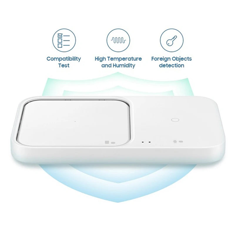 Wireless Charger Duo with Travel Adapter 15W,For Samsung Galaxy S23/S21/S10/S9/S8/Note20+/Smart Watch3-7 Airpods3 Qi EP-P5400