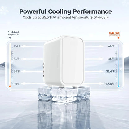 Mini Fridge, 6 Liter/8 Can 110V AC/DC Portable Thermoelectric Cooler Refrigerators for Bedroom