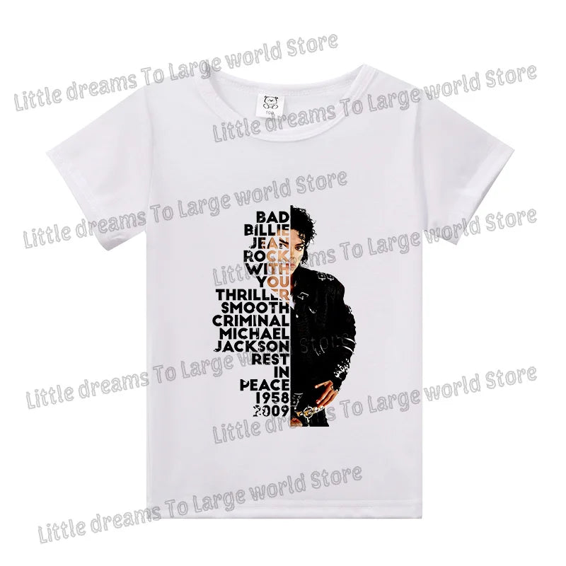 Michael Jackson T-shirt Children Clothing Singer Printed Cotton Tops Boy Girl MJ Summer Tee Shirts Casual Clothes Birthday Gift