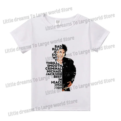 Michael Jackson T-shirt Children Clothing Singer Printed Cotton Tops Boy Girl MJ Summer Tee Shirts Casual Clothes Birthday Gift