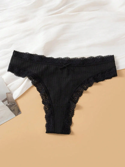 4PCS  sexy V-shaped thong jacquard swimming cloth briefs cotton breathable and comfortable underwear for women