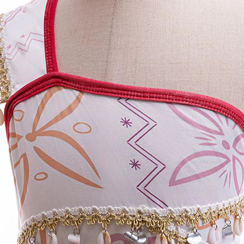 New Movie Moana 2 Dress for Girls Adventure Costume Girl Princess Fancy Clothes Children Vaiana Carnival Party Necklace Pig Set