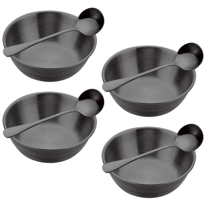 4Pcs Stainless Steel Sauce Dishes and 4Pcs Spoon for Appetizer Seasoning Serving Dishes Sets Tray Spice Plates Kitchen Tableware